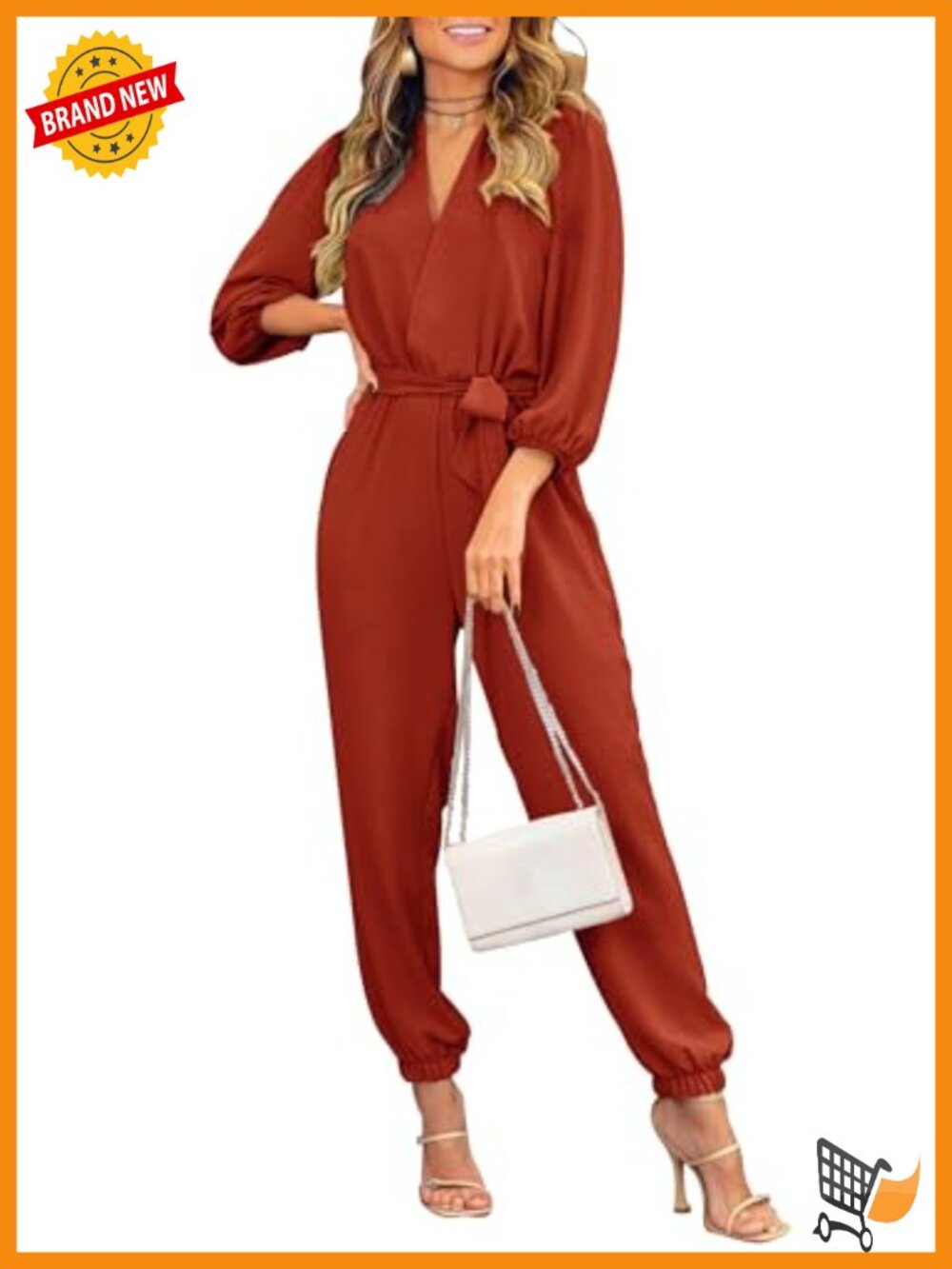 PRETTYGARDEN Long Sleeve V-Neck Jumpsuit with Belt and Pockets